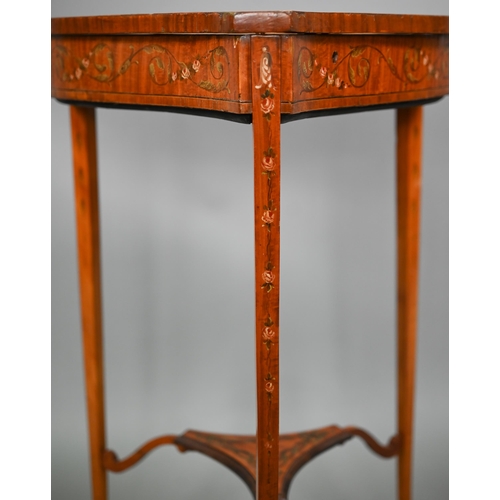 805 - A Sheraton Revival heart-shaped vitrine table, the hinged glazed-in top with fabric lined interior, ... 