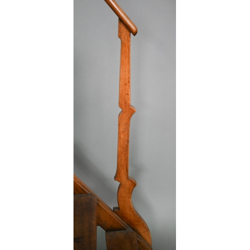 815 - A set of 19th century gothic reform period fruitwood library steps, the six treads with handrail to ... 