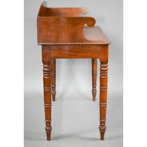 823 - A Victorian mahogany stand, the top with 3/4 gallery over a bead moulded frieze and raised on ring-t... 