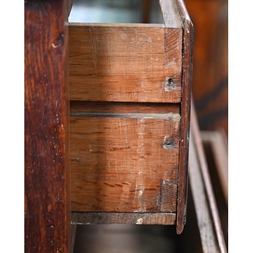 840 - A 19th century French oak three drawer commode chest, with brass fittings and raised on short fluted... 