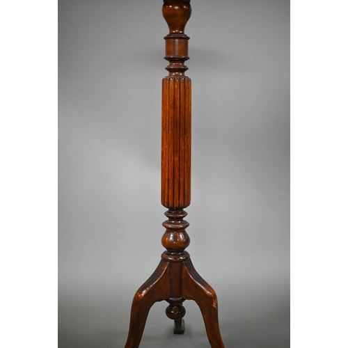 886 - A Victorian style mahogany jardiniere stand, 30 cm dia. x 93 cm h to/with a single drawer drop leaf ... 