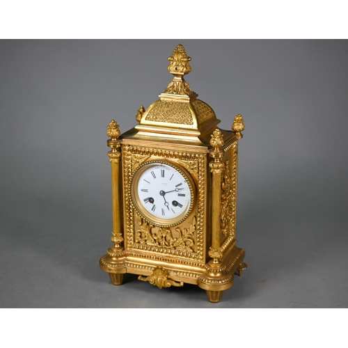 891 - Henry Marc, Paris, a 19th century ormolu mantel clock, the two train movement sounding the hours on ... 