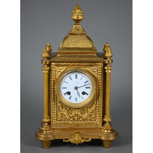 891 - Henry Marc, Paris, a 19th century ormolu mantel clock, the two train movement sounding the hours on ... 