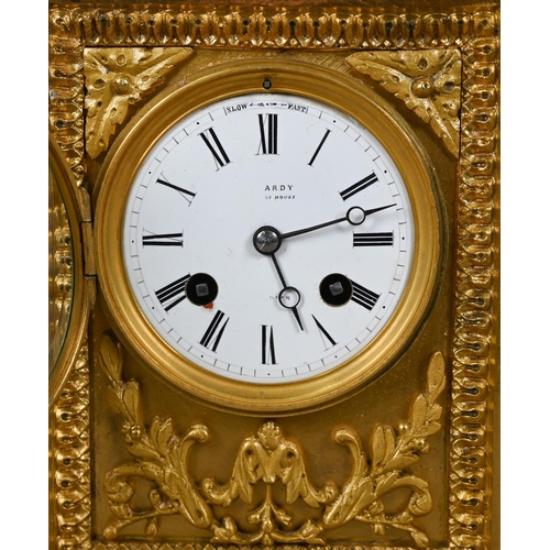 891 - Henry Marc, Paris, a 19th century ormolu mantel clock, the two train movement sounding the hours on ... 