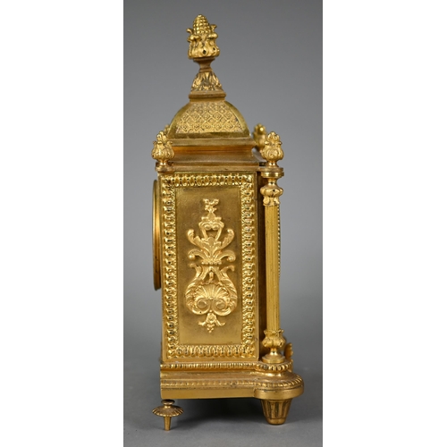 891 - Henry Marc, Paris, a 19th century ormolu mantel clock, the two train movement sounding the hours on ... 