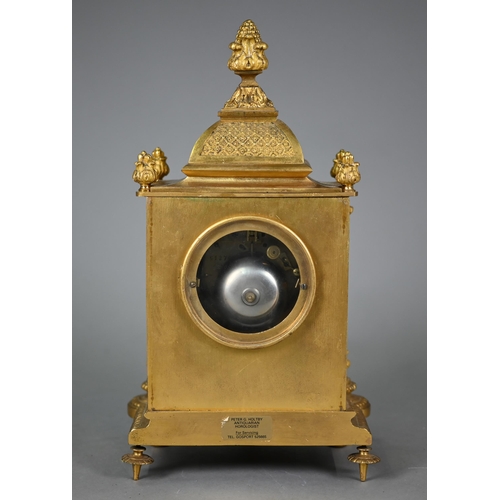 891 - Henry Marc, Paris, a 19th century ormolu mantel clock, the two train movement sounding the hours on ... 