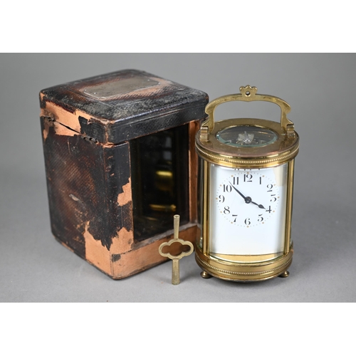 898 - A 19th century French brass cylinder cased carriage clock, the single drum movement no. 4680 with gi... 