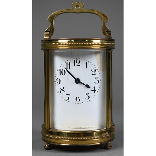 898 - A 19th century French brass cylinder cased carriage clock, the single drum movement no. 4680 with gi... 