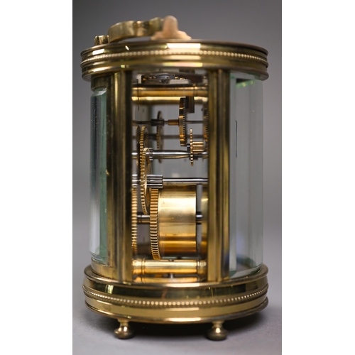 898 - A 19th century French brass cylinder cased carriage clock, the single drum movement no. 4680 with gi... 