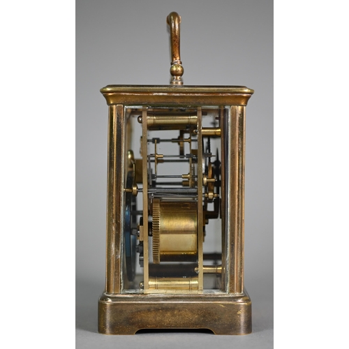 899 - Maple & Co, a lacquered brass French 8-day carriage clock, striking the hours on a coiled gong, ... 