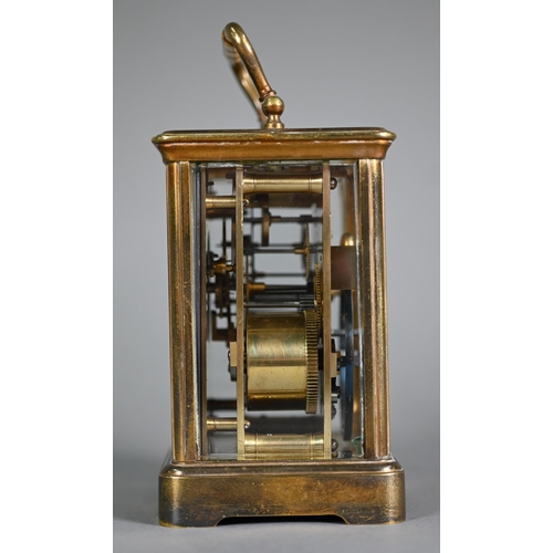 899 - Maple & Co, a lacquered brass French 8-day carriage clock, striking the hours on a coiled gong, ... 