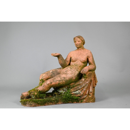 901 - Karin Jonzen RBA ARBS (1914-1998), a classically styled terracotta reclining nude sculpture, impress... 