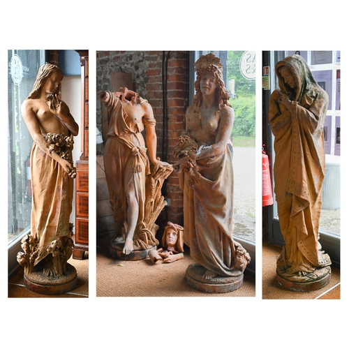 902 - A scarce set of weathered life-size Italian terracotta figures of 'The Four Seasons', late 19th/20th... 