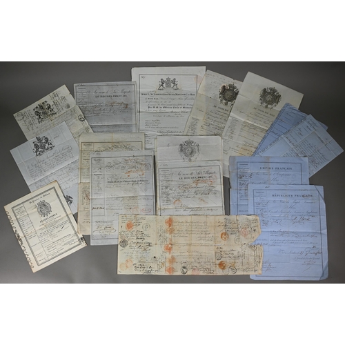 923 - A collection of twenty-two early 19th century passports and permits to travel in Europe (1823 - 1857... 