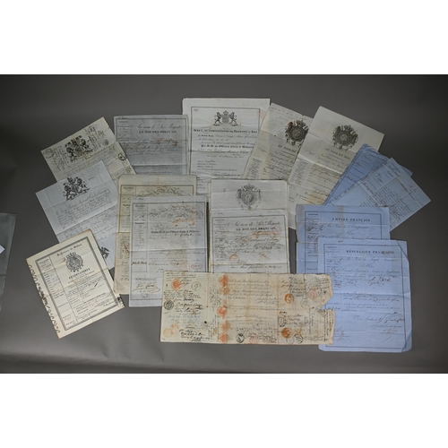 923 - A collection of twenty-two early 19th century passports and permits to travel in Europe (1823 - 1857... 