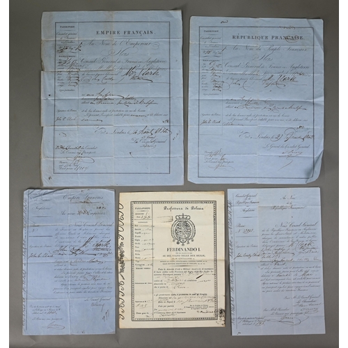 923 - A collection of twenty-two early 19th century passports and permits to travel in Europe (1823 - 1857... 