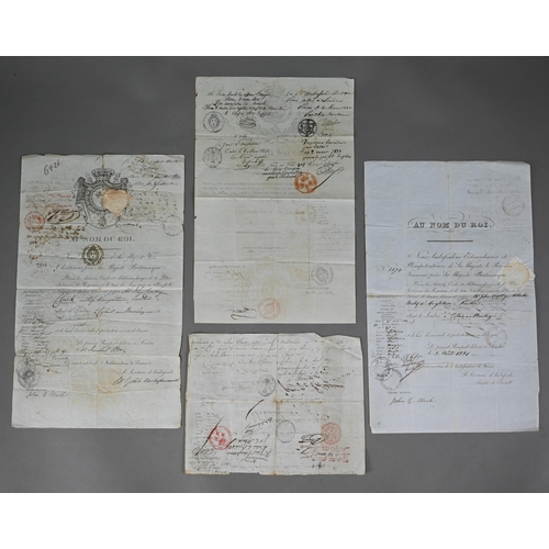 923 - A collection of twenty-two early 19th century passports and permits to travel in Europe (1823 - 1857... 