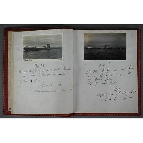 925 - A German gilt-tooled red Morocco leather visitors' book, Seville 1938 - 1943, signed and inscribed b... 