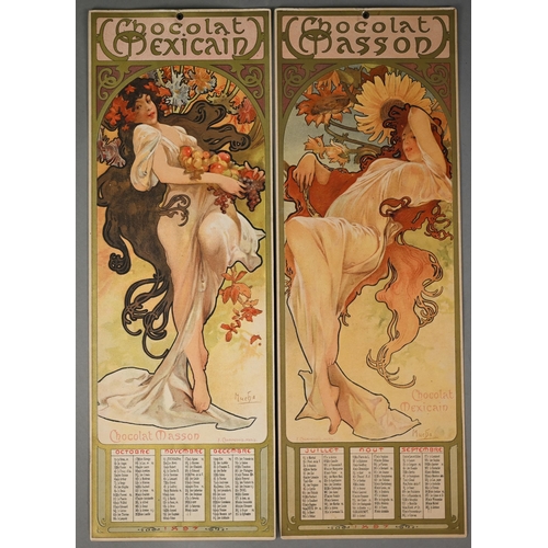 934 - Four French Belle Epoque printed advertising calendars for Chocolat Masson/Mexicain, designed by Alp... 