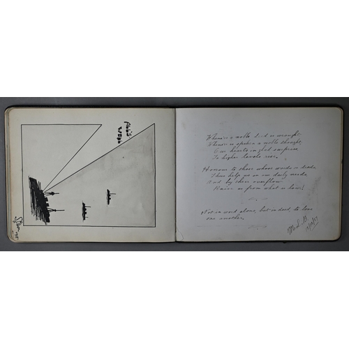 936 - A World War I Naval autograph album, containing verses, jokes, sketches and paintings, etc, to/w a s... 