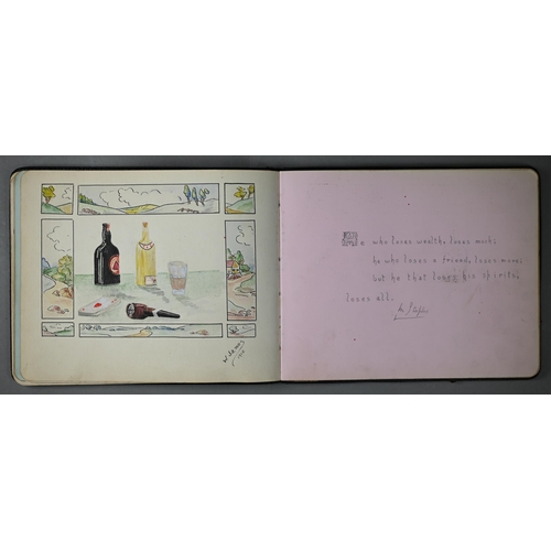 936 - A World War I Naval autograph album, containing verses, jokes, sketches and paintings, etc, to/w a s... 