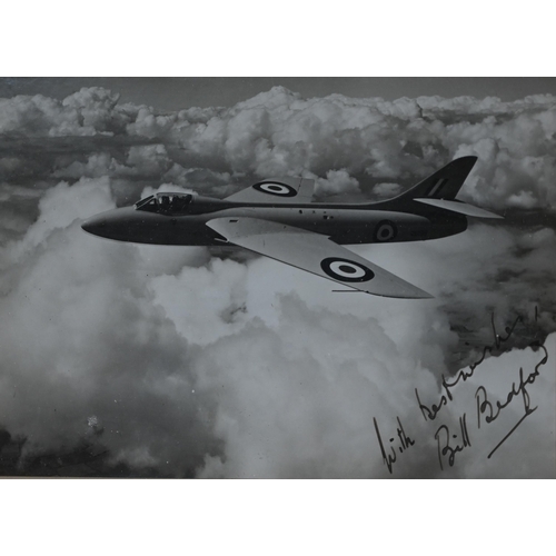 937 - A Hawker presentation model of a Hawker Hunter jet, the stand with dedication plate to Leonard Pugh,... 