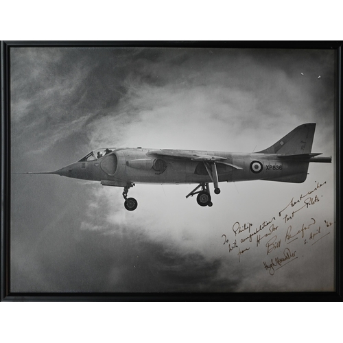 937 - A Hawker presentation model of a Hawker Hunter jet, the stand with dedication plate to Leonard Pugh,... 