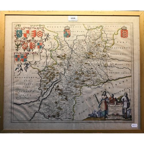 943 - A 17th century County map engraving by Willem and Jan Blaeu, 'Glocestria Ducatus' (Gloucestershire),... 