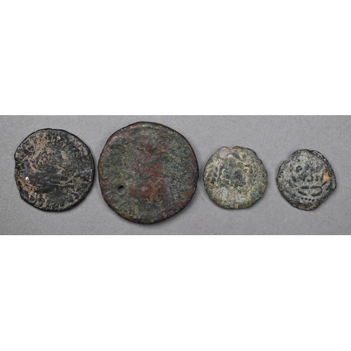 950 - Various ancient Greek and Roman coins, inc silver tetradrachm, denarius (possibly Nero), two Judean ... 