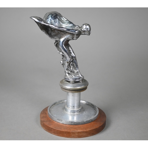 954 - A Vintage 'Spirit of Ecstasy' Rolls Royce car mascot, 15 cm high, on later plinth