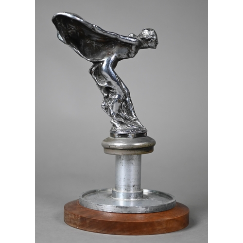 954 - A Vintage 'Spirit of Ecstasy' Rolls Royce car mascot, 15 cm high, on later plinth