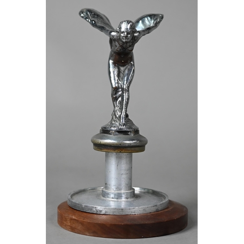 954 - A Vintage 'Spirit of Ecstasy' Rolls Royce car mascot, 15 cm high, on later plinth