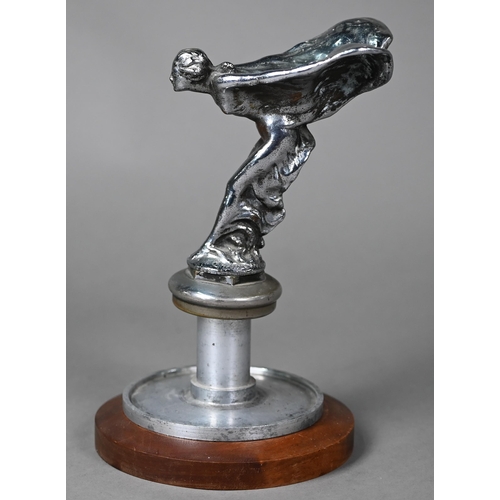 954 - A Vintage 'Spirit of Ecstasy' Rolls Royce car mascot, 15 cm high, on later plinth