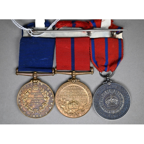 970 - A trio of Metropolitan Police medals to P.C. W. Cudmore, K Div. comprising a Victorian jubilee medal... 