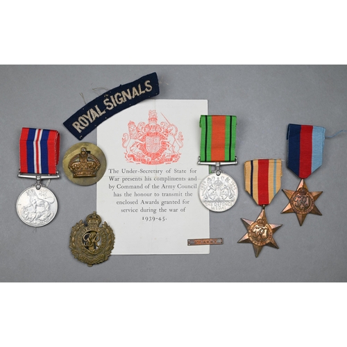 971 - WWII service medals comprising 1939-45 Star; Africa Star; Defence and 1939-45 war medals c/with conf... 