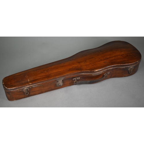 976 - A violin bow stamped 'Dodd', 73 cm long, to/w an antique wooden violin case