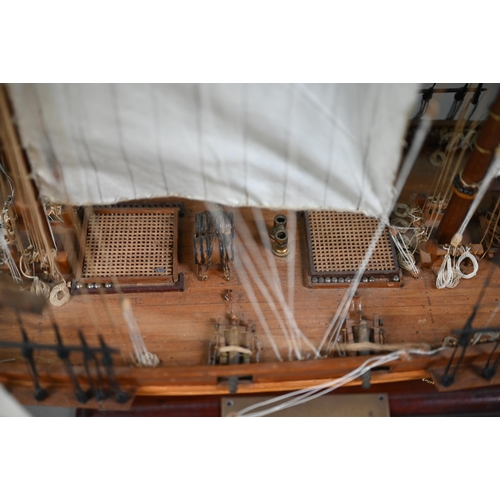 985 - A wooden scale model of Baltimore Clipper 'Harvey' circa 1875, built by John. V. Smith 1981, 70 x 94... 