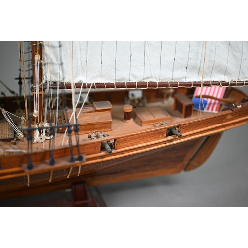 985 - A wooden scale model of Baltimore Clipper 'Harvey' circa 1875, built by John. V. Smith 1981, 70 x 94... 