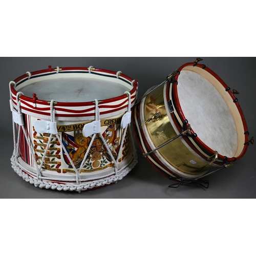 988 - Two military drums - one painted with the arms and battle honours of 4th Battalion/4th Bombay Grenad... 