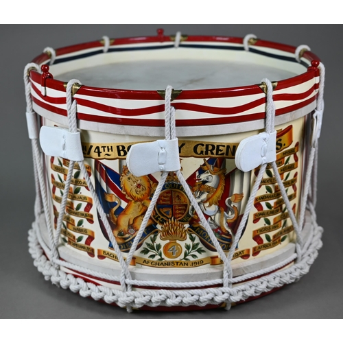 988 - Two military drums - one painted with the arms and battle honours of 4th Battalion/4th Bombay Grenad... 