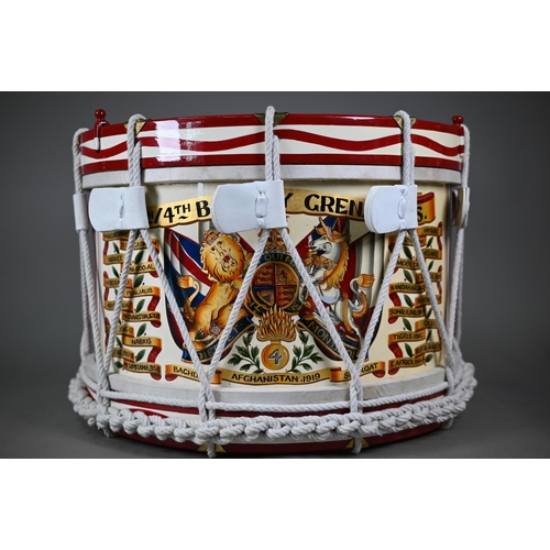 988 - Two military drums - one painted with the arms and battle honours of 4th Battalion/4th Bombay Grenad... 