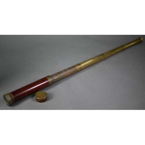 998 - A Victorian brass and mahogany four-draw telescope by J. R. Cutts Sons & Sutton, 'Opticians to h... 