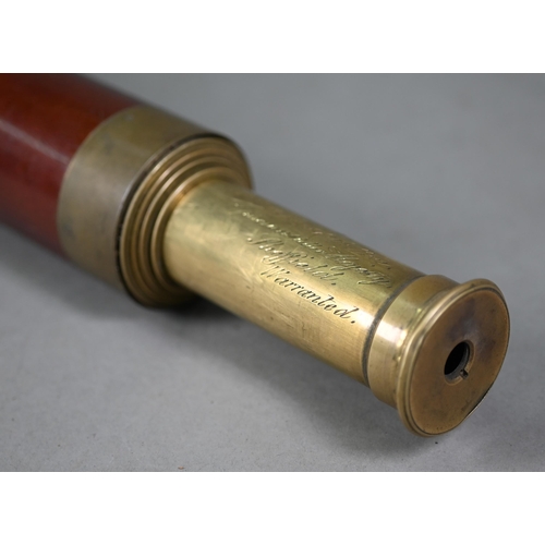 998 - A Victorian brass and mahogany four-draw telescope by J. R. Cutts Sons & Sutton, 'Opticians to h... 