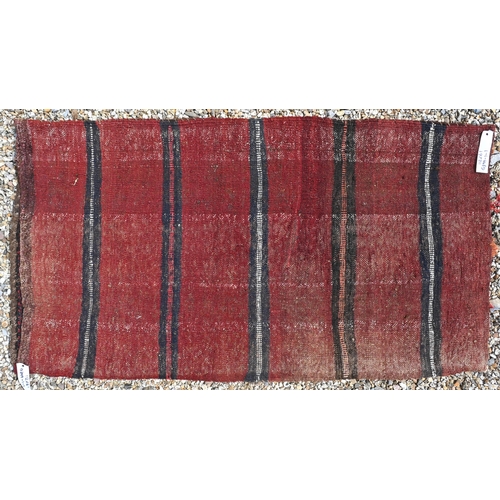 767 - Two mid-century Afghan/Belouch carpet face saddle bags, with kelim backs, 116 cm x 60 cm x 112 cm x ... 