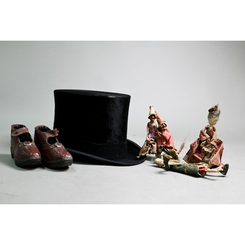 1020A - A vintage top hat by Christy's of London 55.5cm inner measurement, to/w a pair of antique child's cl... 