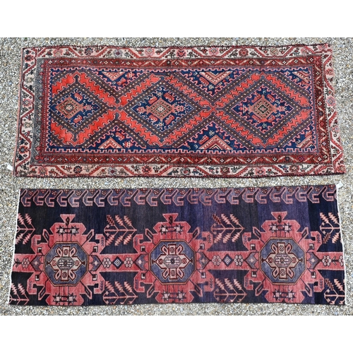 759 - Two Persian carpet fragments converted to runners, 210 cm x 90 cm and 205 cm x 72 cm (2)