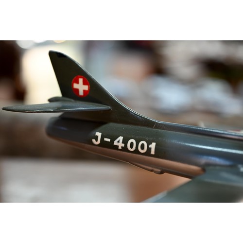 937 - A Hawker presentation model of a Hawker Hunter jet, the stand with dedication plate to Leonard Pugh,... 