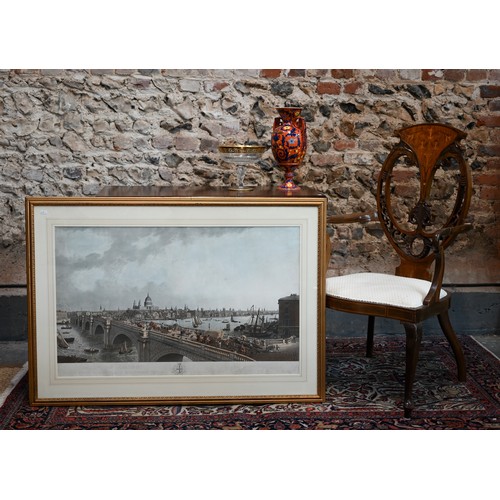 712 - Stadler - 'View of London taken from Blackfriars Bridge, handcoloured engaving, 55 x 90 cm Tears to ... 