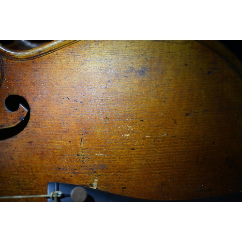 978 - An antique violin with 36 cm two-piece flame back, ascribed in accompanying 1938 letter as a 'genuin... 