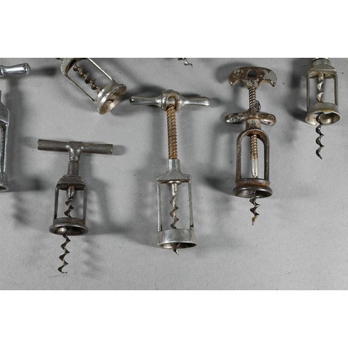 955 - Four Victorian corkscrews with turned wood handles, to/w three 19th century metal corkscrews and a s... 